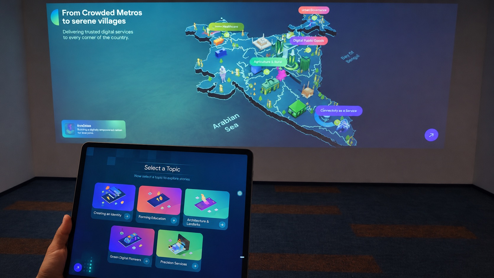 iPad-controlled digital infrastructure map experience